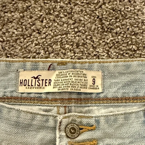 Hollister Light Blue Distressed Denim Cutoff Shorts - Picture 2 of 3